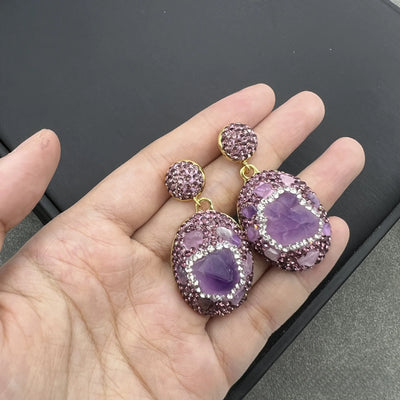 Natural gemstone amethyst flower three piece set