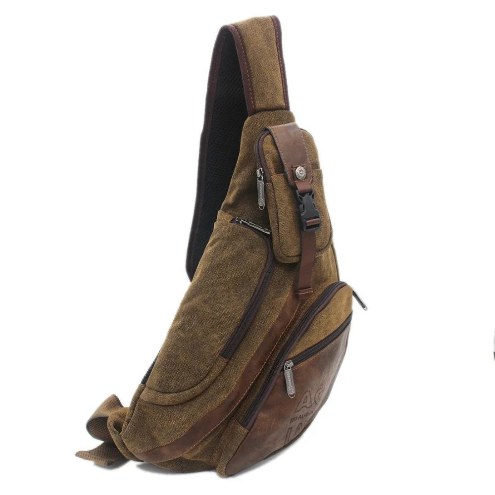 High Quality Canvas Men Messenger Chest Bag Cross