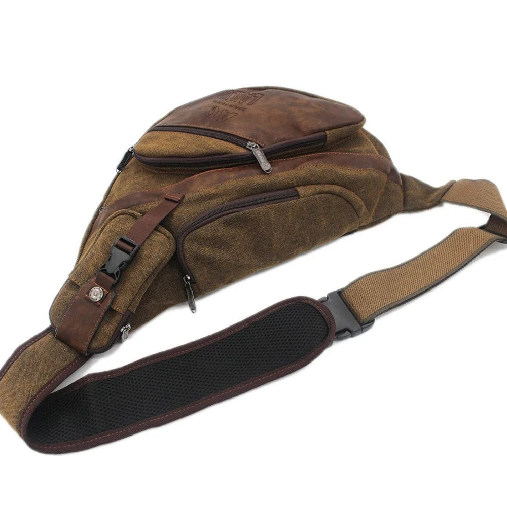 High Quality Canvas Men Messenger Chest Bag Cross