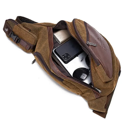 High Quality Canvas Men Messenger Chest Bag Cross